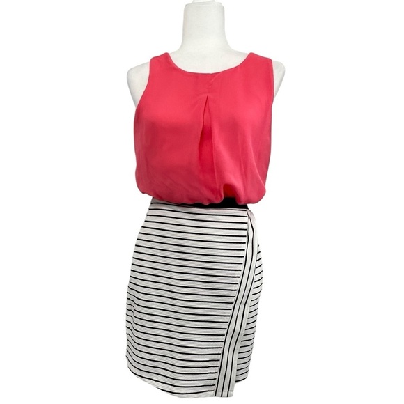 Speechless Coral, Black and White Striped Pencil Skirt Dress - Picture 2 of 13